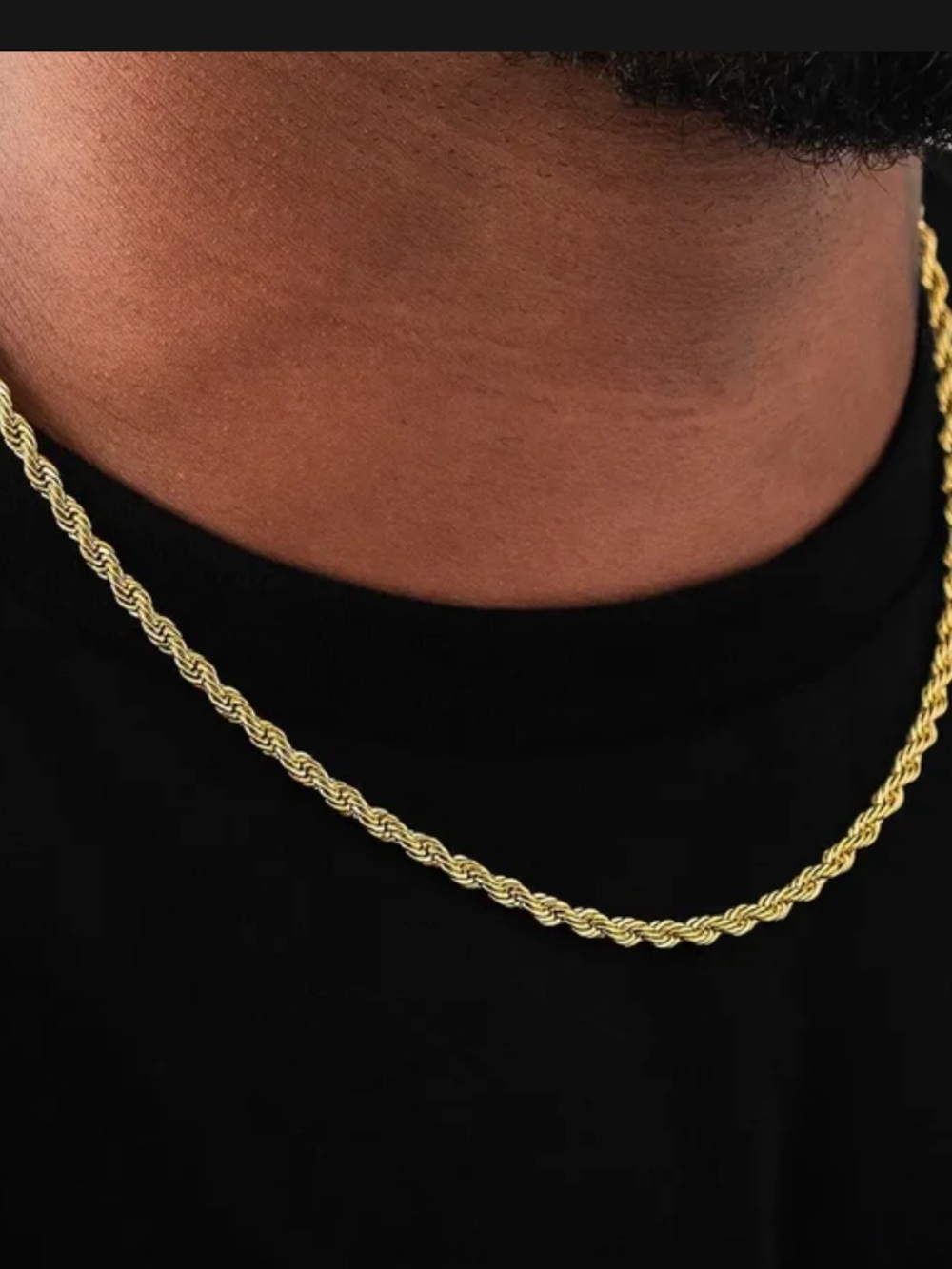 18 inch Gold Rope Chain Necklace - Men Accessories  GLD Necklace